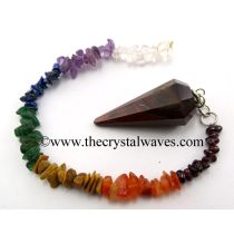 Red Tiger Eye Agate Faceted Pendulum With Chakra Chips Chain