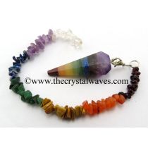 7 Chakra Bonded Faceted Pendulum With Chakra Chips Chain
