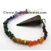 Blood Agate Faceted Pendulum With Chakra Chips Chain