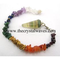 Fluorite Faceted Pendulum With Chakra Chips Chain