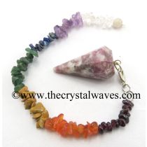 Lepidolite Faceted Pendulum With Chakra Chips Chain
