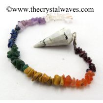 Rainbow Moonstone 12 Facets Pendulum With Chakra Chips Chain