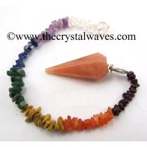 Red Aventurine 12 Facets Pendulum With Chakra Chips Chain