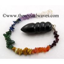 Black Agate Egyptian Style Pendulum With Chakra Chips Chain
