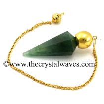 Green Aventurine (Dark) Faceted Gold Modular Pendulum