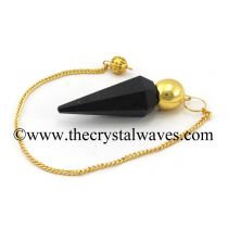 Black Tourmaline Faceted Gold Modular Pendulum