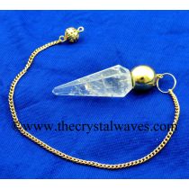 Crystal Quartz B Grade Faceted Gold Modular Pendulum