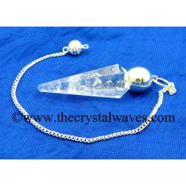 Crystal Quartz B Grade Faceted Silver Modular Pendulum