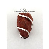 Red Jasper Hammered Nuggets Cage Wrapped Pendant