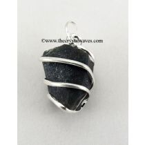 Black Agate Hammered Nuggets Cage Wrapped Pendant