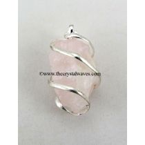 Rose Quartz Hammered Nuggets Cage Wrapped Pendant