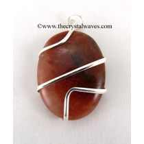 Red Aventurine Cage Wrapped Oval Pendant