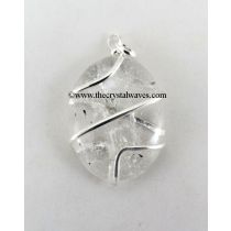 Crystal Quartz Cage Wrapped Oval Pendant