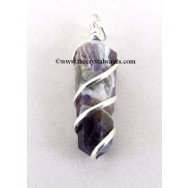 Amethyst Cage Wrapped Pencil Pendant