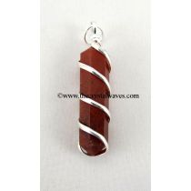 Red Jasper Cage Wrapped Pencil Pendant