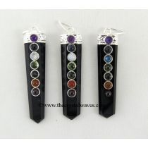 Black Agate Flat Pencil Chakra Pendant