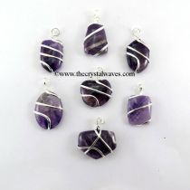 Amethyst Mix Shape Cage Wrapped Pendant
