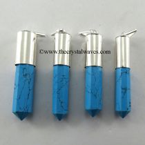 Turquoise With Matrix Manmade Long Cap S.P. Pencil Pendant 
