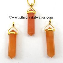 Red Aventurine Double Point Gold Pencil Pendant
