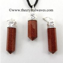 Red Goldstone Capped Pencil Pendant