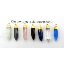 Mix Assorted Gemstone Small Bullet Gold Electroplated Pendant