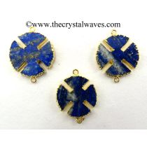 Lapis Lazuli Viking's Cross Gold Electroplated Connector / Pendant