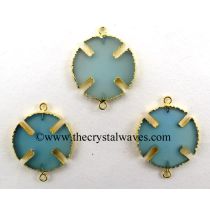Blue Chalcedony Viking's Cross Gold Electroplated Connector / Pendant