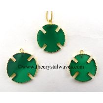 Green Chalcedony Viking's Cross Gold Electroplated Pendant
