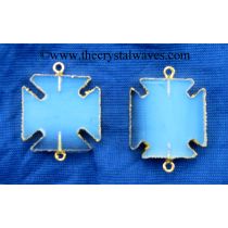 Opalite Square Viking's Cross Gold Electroplated Pendant