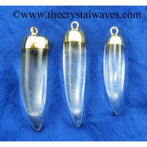 Crystal Quartz Horn Shape Gold Electroplated Pendant