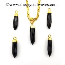 Black Agate Small Bullet Gold Electroplated Pendant