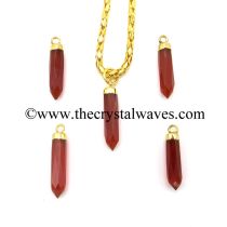 Red Onyx Chalcedony Small Bullet Gold Electroplated Pendant