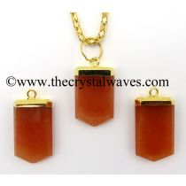 Red Aventurine Small Flat Pencil Gold Electroplated Pendant