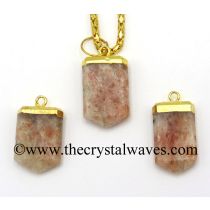 Sunstone Small Flat Pencil Gold Electroplated Pendant