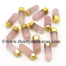 Rose Quartz Gold Electroplated Pencil Pendant