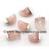 Rose Quartz Small Tooth Shape Silver Electroplated Pendant