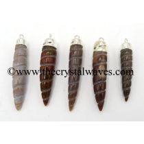 Fancy Jasper Spiral Tooth Shape Electroplated Pendant