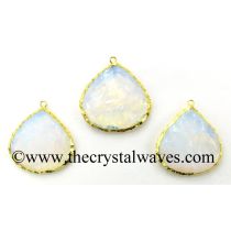 Opalite Small Heart Handknapped Gold Electroplated Pendant
