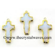 Opalite Cross Shape Gold Electroplated Pendant