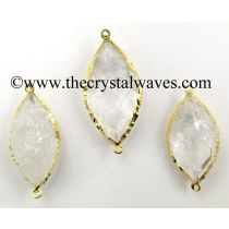 Crystal Quartz Marquise Shape Gold Electroplated Connector / Pendant