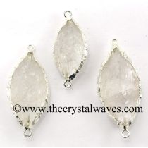 Crystal Quartz Marquise Shape Silver Electroplated Connector / Pendant