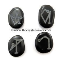 Black Agate Fine Engraved Arch Angel Set With Silver Writing