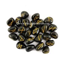 Black Agate Tumbled Rune Sets