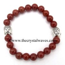 Red Agate Chalcedony 8 mm  with Buddha Charm