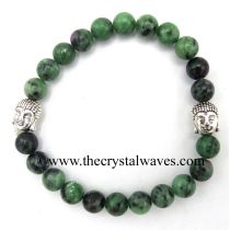 Ruby zoisite 8 mm with buddha charm