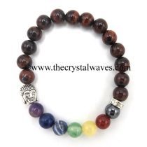 Red Tiger Eye Agate Round with 7 Chakra