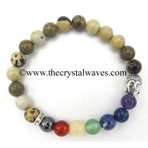 Picture Jasper African Round Beads Chakra Bracelet With Buddha Charm