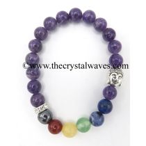 Amethyst Round Beads with 7 Chakra