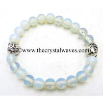 Opalite 8 mm Round Beads Bracelet With Buddha Charms