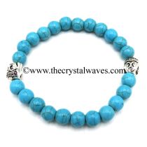 Turquoise With Matrix Manmade 8 mm Round Beads Bracelet With Buddha Charms